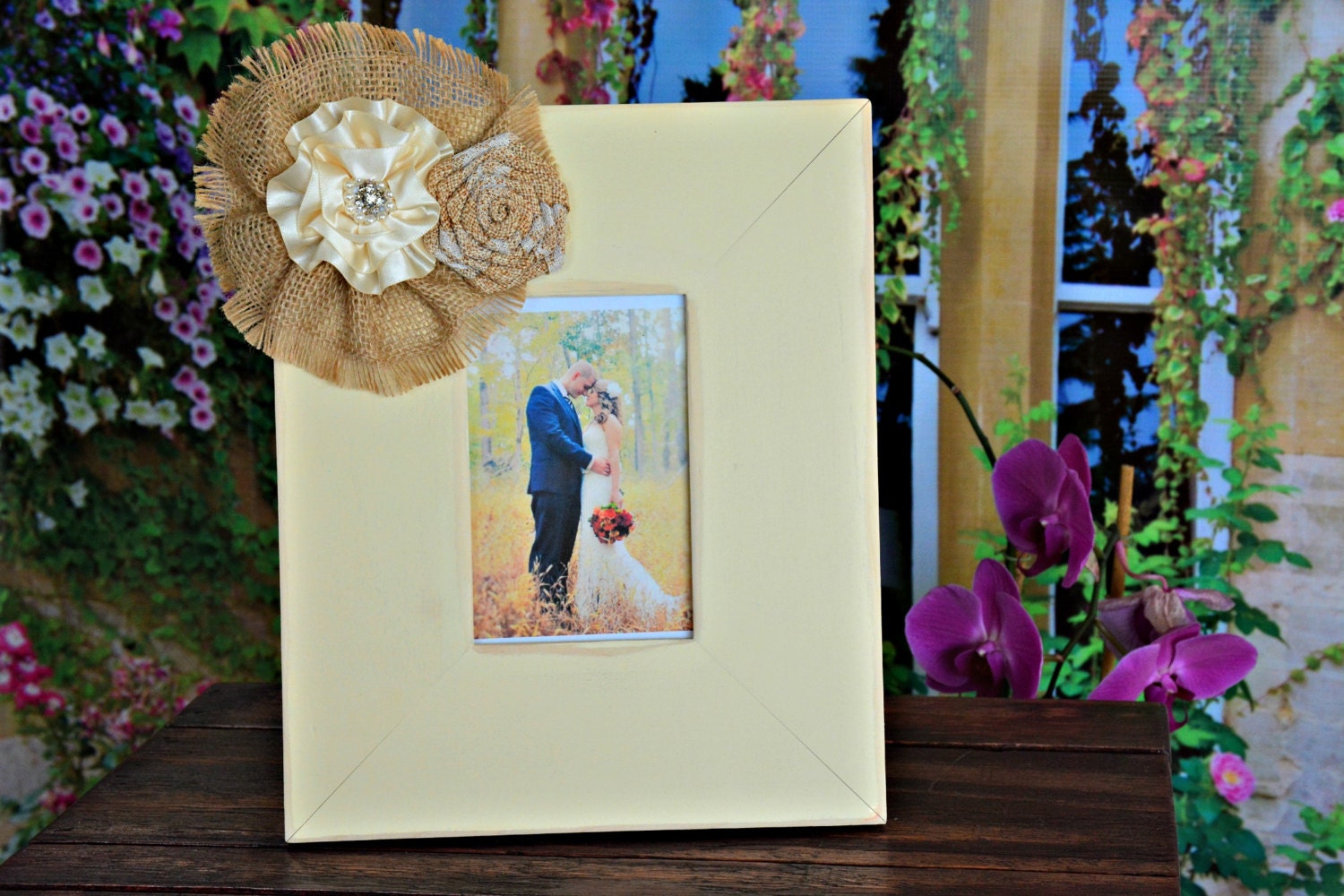 Rustic Wedding Ivory Wood Picture Photo Frame by ContessaGarters