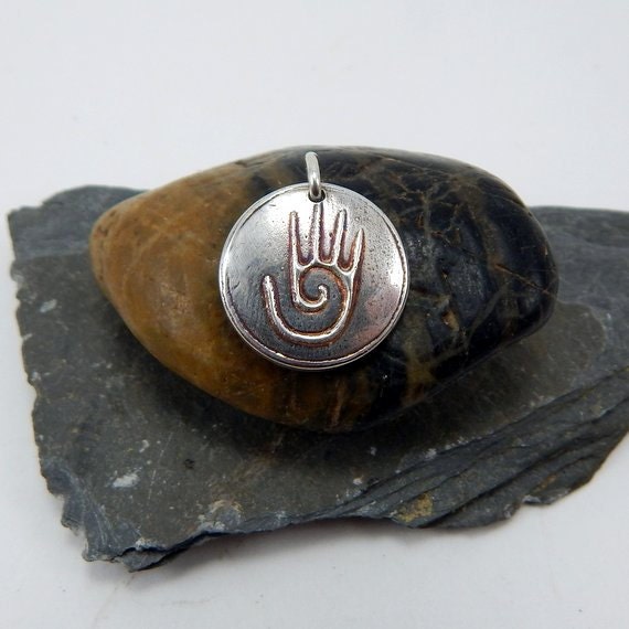 Healing Hand Symbol Pendant/Charm Fine Silver by SoulQuestDesigns