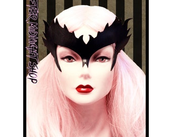 BLACK Poison Ivy superhero leather mask crone cosplay headdress headband comicon costume Batman and Robin masquerade sexy carnival halloween