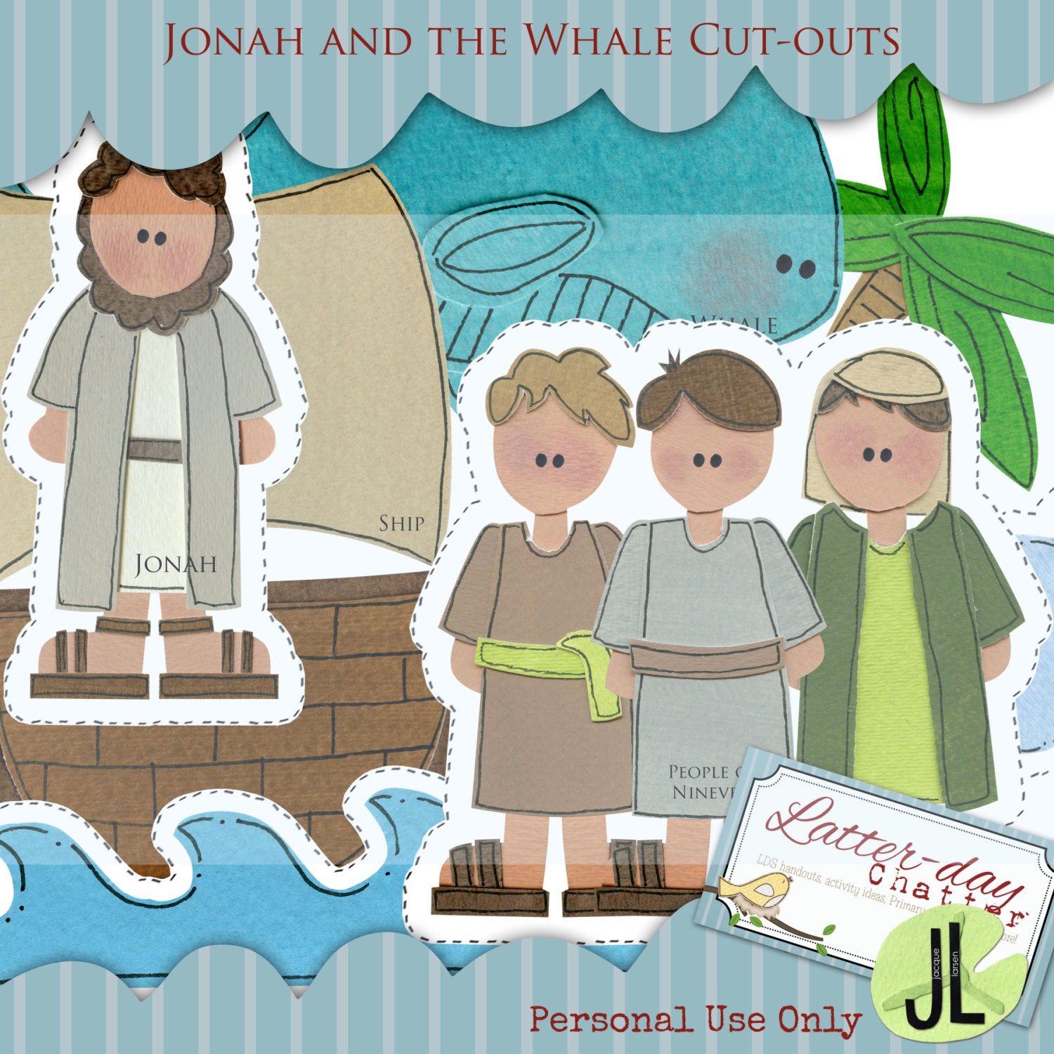 Jonah and the Whale Jumbo Cut-outs by LatterdayChatter on Etsy