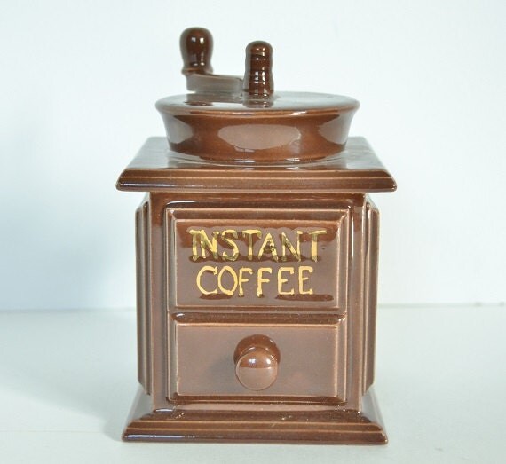 Vintage Ceramic Coffee Grinder Canister Instant Coffee