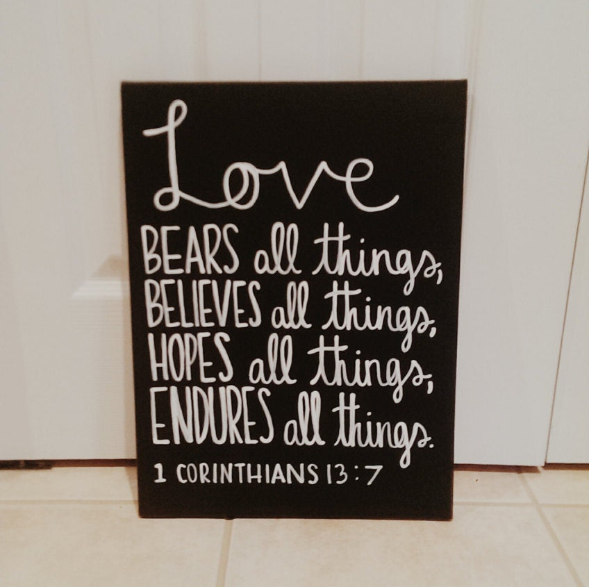 1st Corinthians Bible Verse Canvas Love Bears All Things