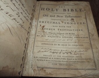 Antique, Bible, 1786, Rare, Book, Leather Bound, For Restoration ...