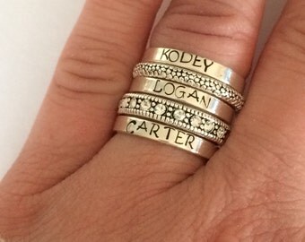 Sterling silver stacking ring personalized - hand stamped ring - very sturdy ring - great gift - fun piece of jewelry