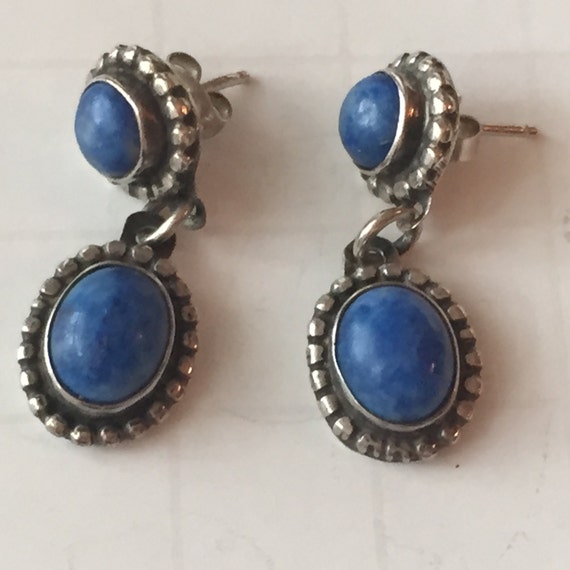 Sterling Silver Lapis Lazuli Dangle Earrings Lapis Earrings