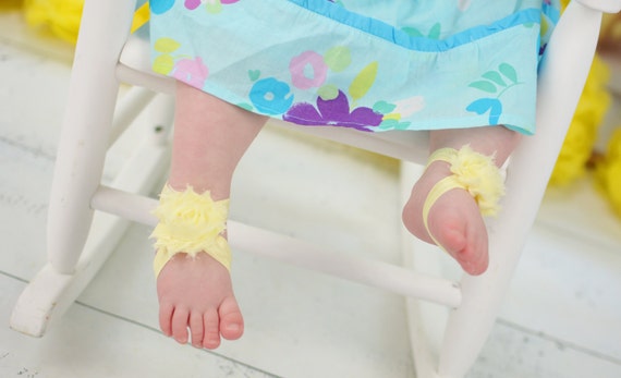 Barefoot Sandals - Solid Light Yellow - Newborn Infant Baby Toddler ...