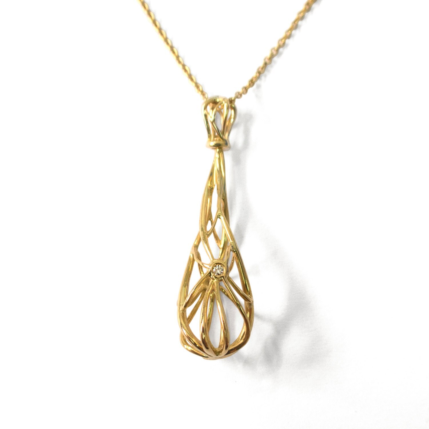 Diamond Twist Pendant 14K Gold and Diamond Pendant ball