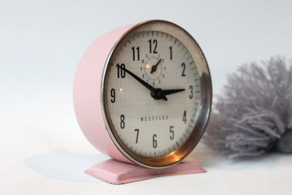 Pink Westclox Mechanical Alarm Clock Vintage by WeeklyTreasureHunt