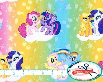 My LITTLE PONY Fabric by the Yard, Fat Quarter MLP Fabric Pinkie Rainbow Dash Fabric Quilting Fabric 100% Cotton Fabric Apparel Fabric t5-16