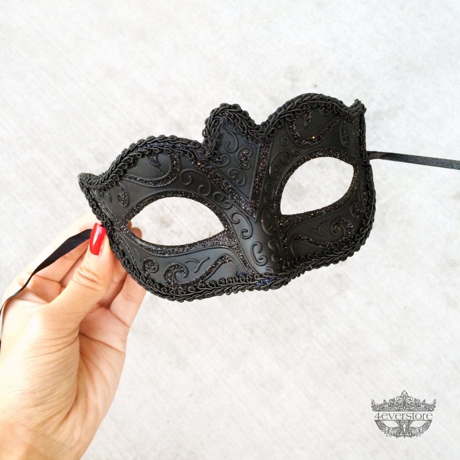 Classic Black Masquerade Mask, Black Mask, Masquerade Ball Mask, Mardi Gras Mask, Mask [Black]