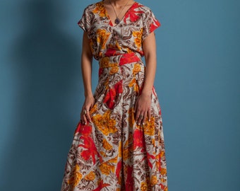 Floral Jumpsuit, open back jumpsuit, oversized pants, wide legs jumpsuit, bohemian style jumpsuit