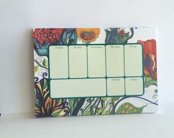 Weekly Desk Planner, A Colorful Desk Accessory, 52 sheets of Creative and Productive Space to help Plan out your busy week.