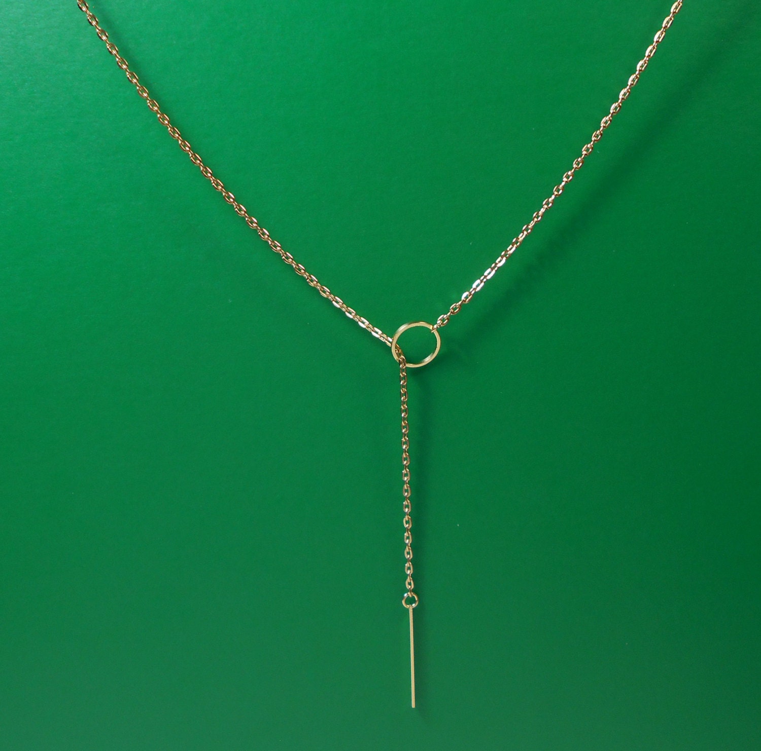 Gold Plated Lariat Bar Necklace by GrandmasTrove on Etsy