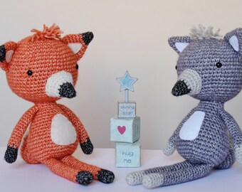 Crochet Amigurumi renard et loup patron seulement PDF Téléchargement instantané peluche bricolage enfants cadeau mignon
