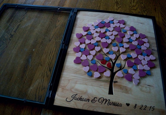 Alternative Wedding Guest Book -Tree Guestbook - Heart Tree - Shadow Box - Any Size - Original Personalized Custom Guestbook by CForiginal