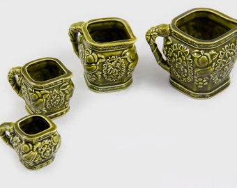 Green Ceramic Measuring Cups, Made In Japan