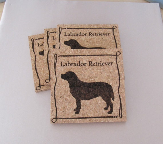 Labrador Retriever Cork Coaster Set Thick Laser Engraved