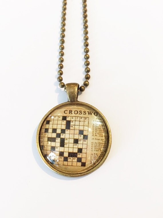 Crossword Puzzle Necklace by MaggieMayed on Etsy