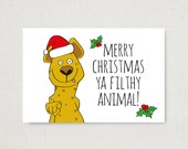 Items similar to Funny Christmas Card - Merry Christmas Ya Filthy Animal - Christmas Card