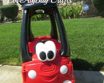 COMPLETED Wooden Ears and Bow with Minnie Mouse DIY Cozy Coupe Kit - NO Car Included