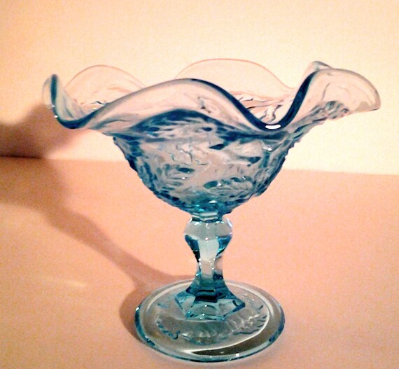 Vintage Blue Cut Crystal Candy Dish by shopSeekDesigns on Etsy