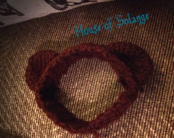 Baby Brown Bear Ear Headband, Newborn Headband, Crochet Bear Headband, Handmade Bear Ear Headband