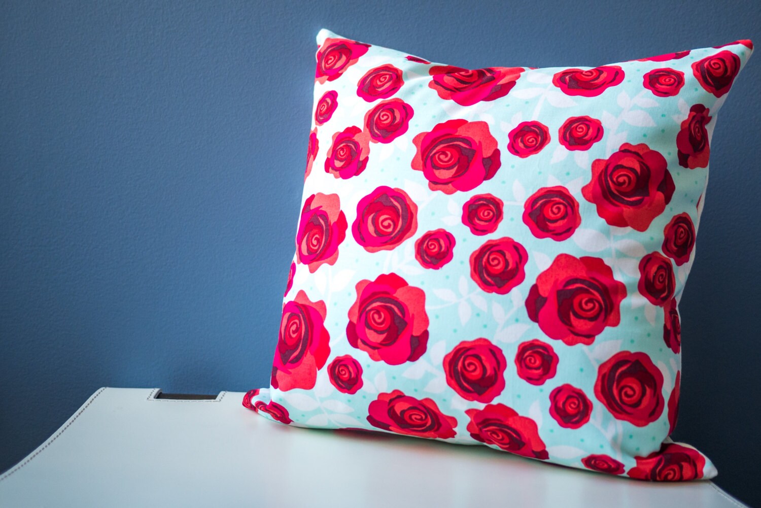Floral Pillow Cover Red Pillow Cover Accent by ThimbleAndTag
