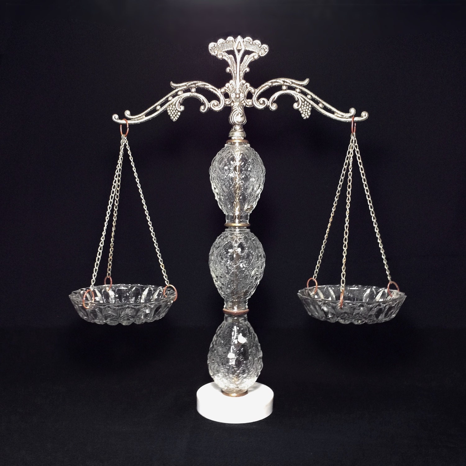 Vintage Scales of Justice with Quilted Glass by PrimaTreasures