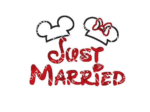 Download Minnie Mickey Mouse "Just Married" Disney Wedding Applique ...