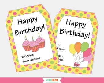 Personalized Birthday Tags - Birthday Gift Tags - Happy Birthday Tags - Cupcake Tags - Editable Tags - Printable Tags (instant Download)