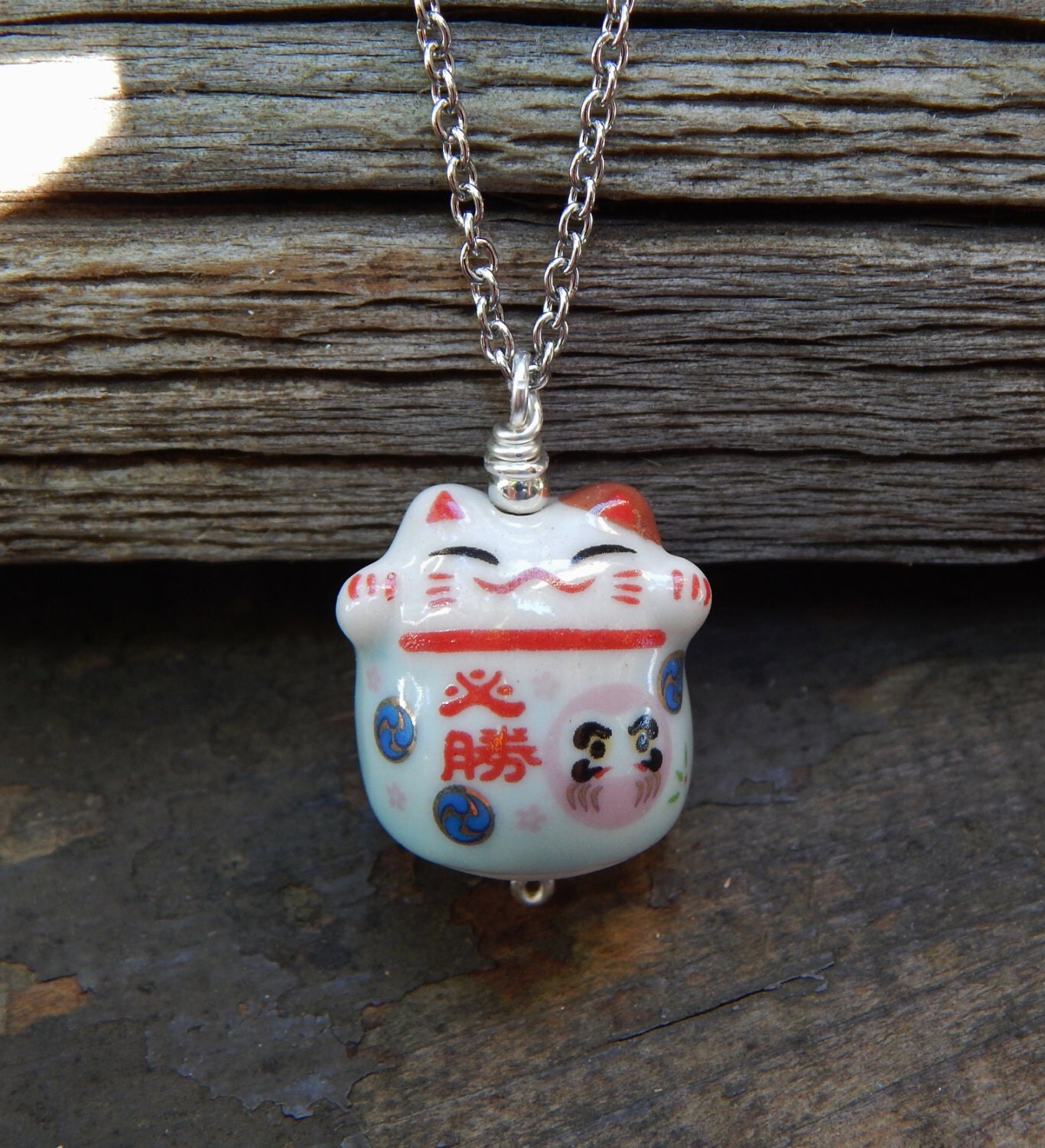 Lucky Cat Charm Necklace Maneki-neko Necklace Happy Cat