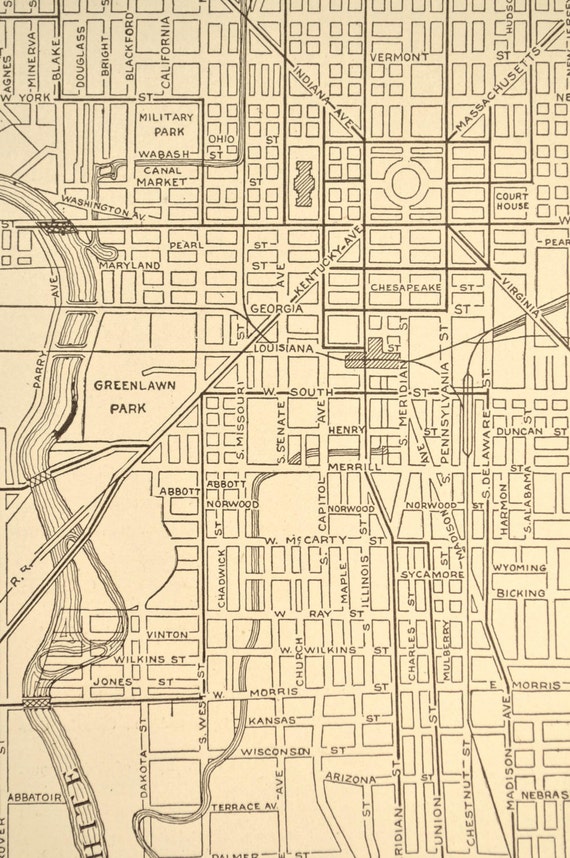 Indianapolis Map Indianapolis Street Map by MapsBooksEphemera