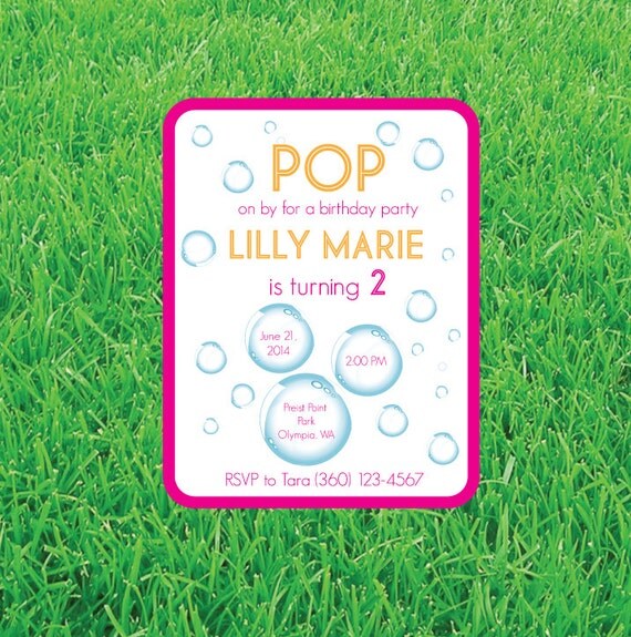 Items similar to Bubble Theme Birthday Party InvitationBubbles