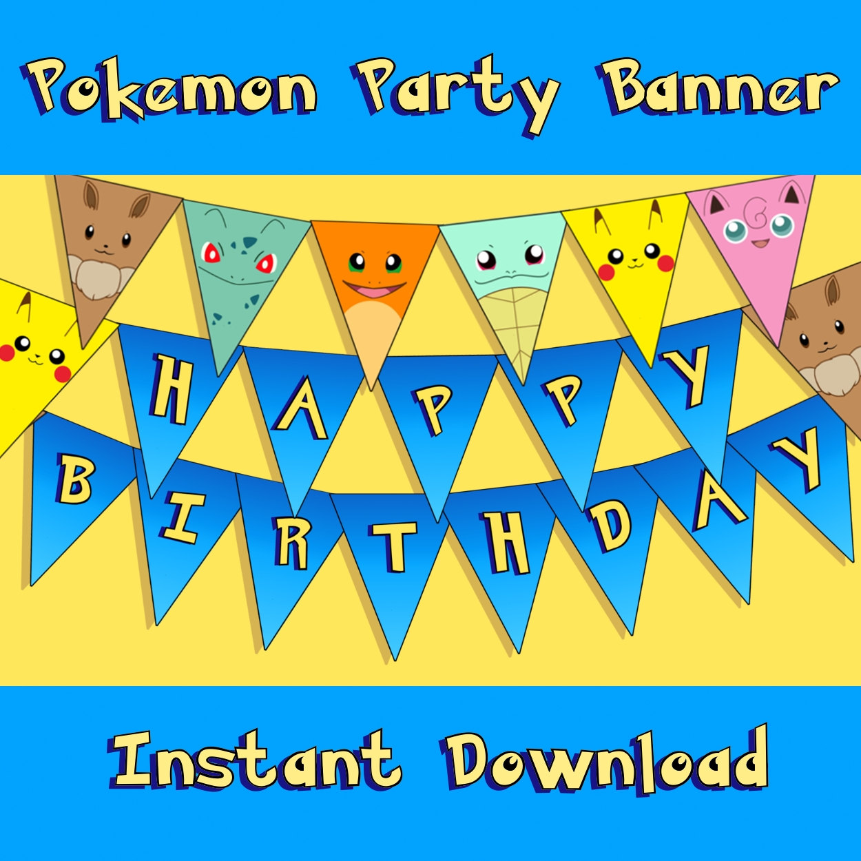 Pokemon Inspired Party Banner Instant Download Printable