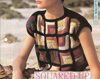 Crochet pattern - Woman's "Squarred Up" sweater jumper top - Instant download