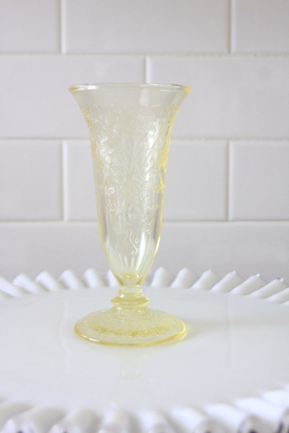Yellow Florentine Vase Depression Glass by TheSalvagedBoutique