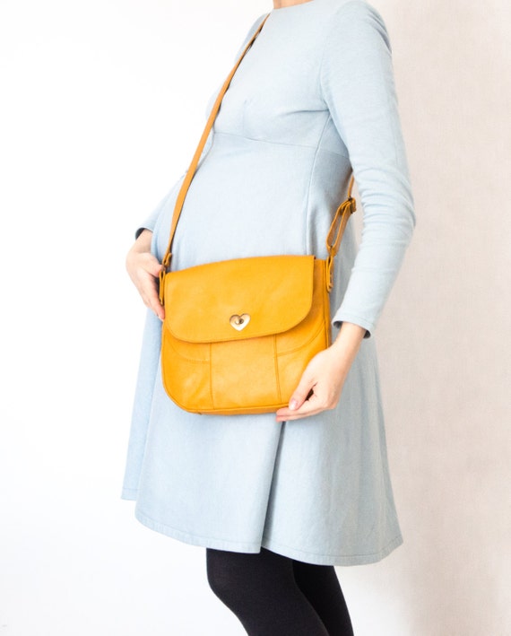 Mustard Yellow Leather Crossbody Bag