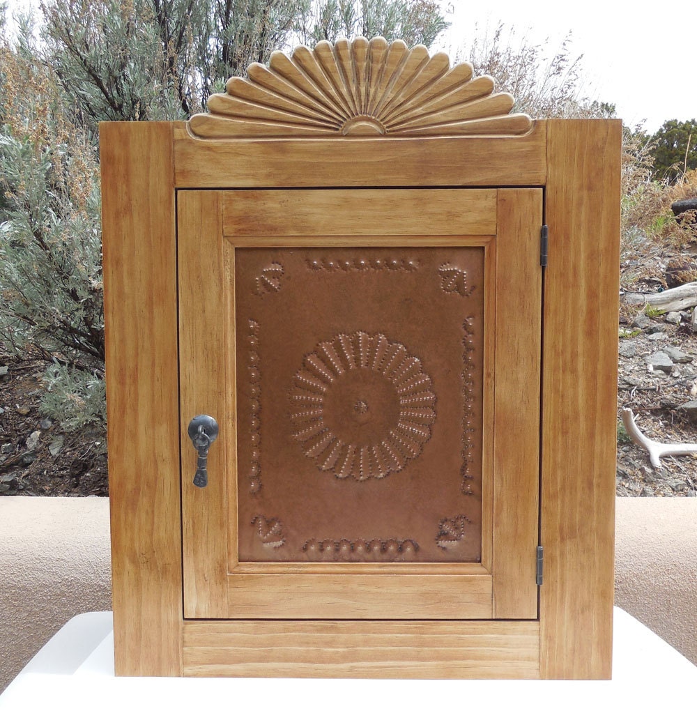 Southwestern Pine Wall Cabinet with Picture Frame Door and