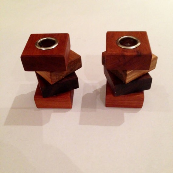 cherry wax wood for Solid Handmade Holder  Pair Cherry Walnut, Wood Wooden Maple, Candle