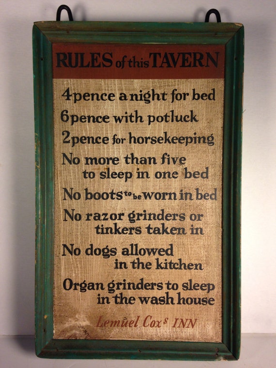 Vintage Rules of this Tavern SignBoard Reproduction by