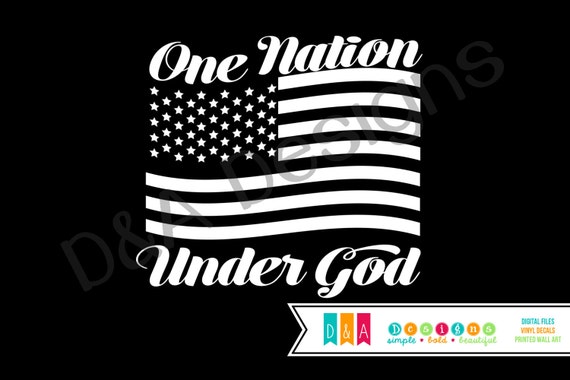 One Nation Under God Vinyl Car Decal American Flag Decal USA