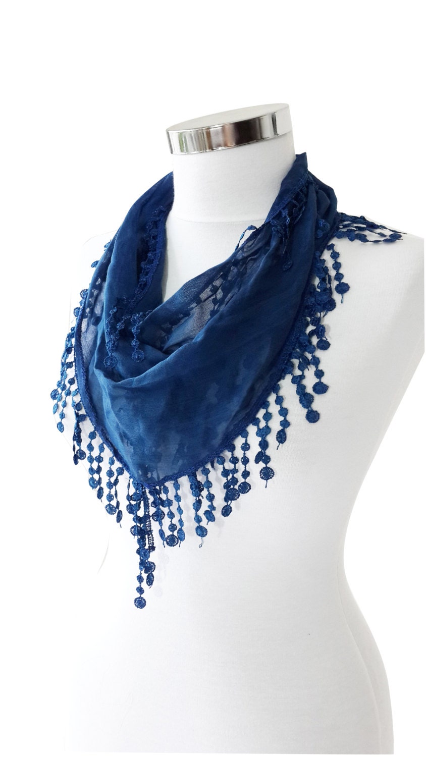 ROYAL BLUE SCARF navy blue spring scarf cotton blue by AGORAA