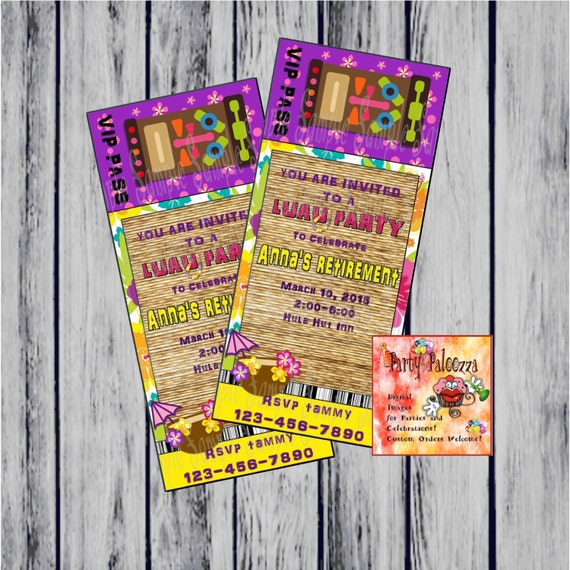 Printable Luau Party ticket Invitatiion