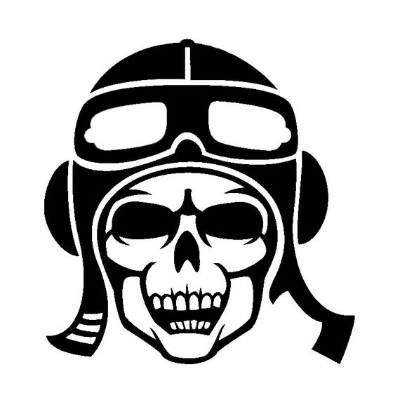 Flying Pilot Skull with Pilot Hat and Goggles