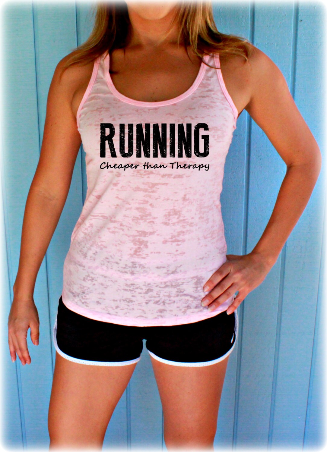 Womens Running Tank Top. Running Cheaper Than Therapy Workout