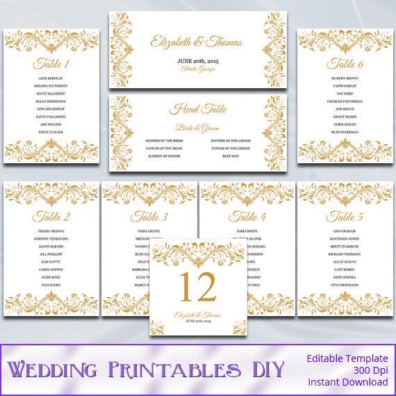 Table Seating Chart For Wedding Reception Template