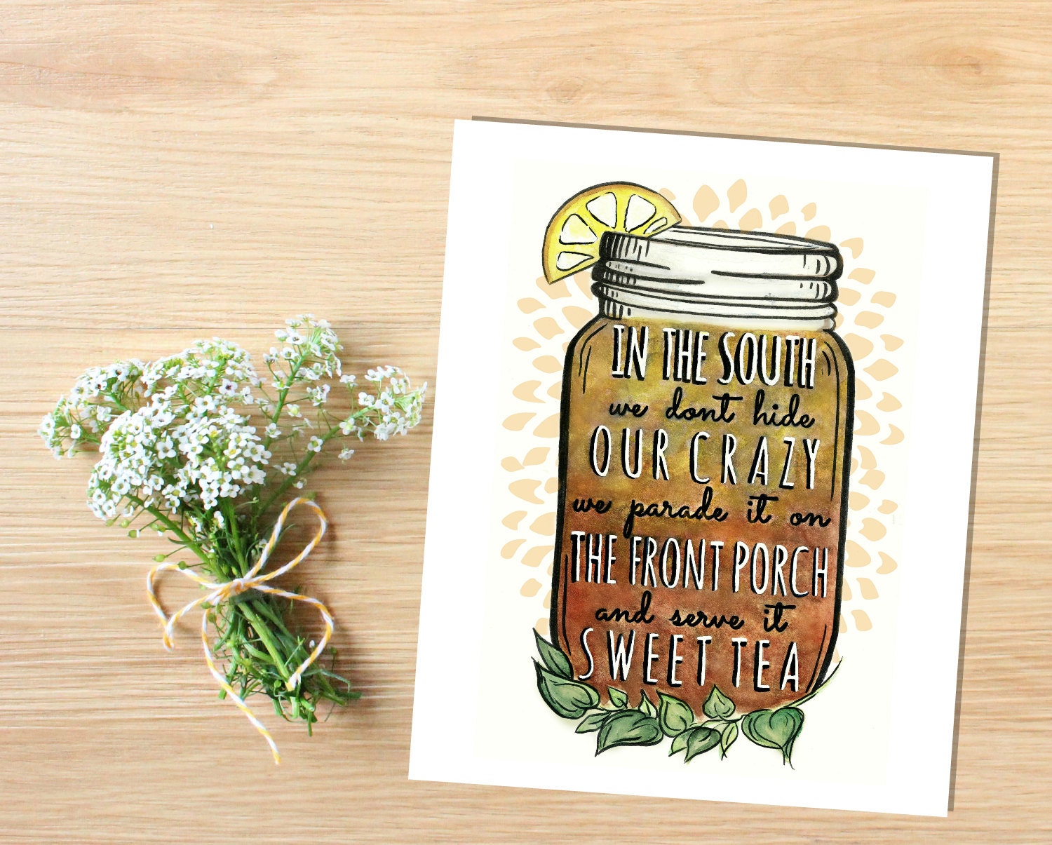 Sweet Tea Mason Jar Printable Southern Print Mason Jar