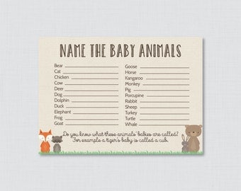 596 New baby shower game baby animals 917 Baby Animals Name Game Baby Shower Printable Woodland Baby Shower   