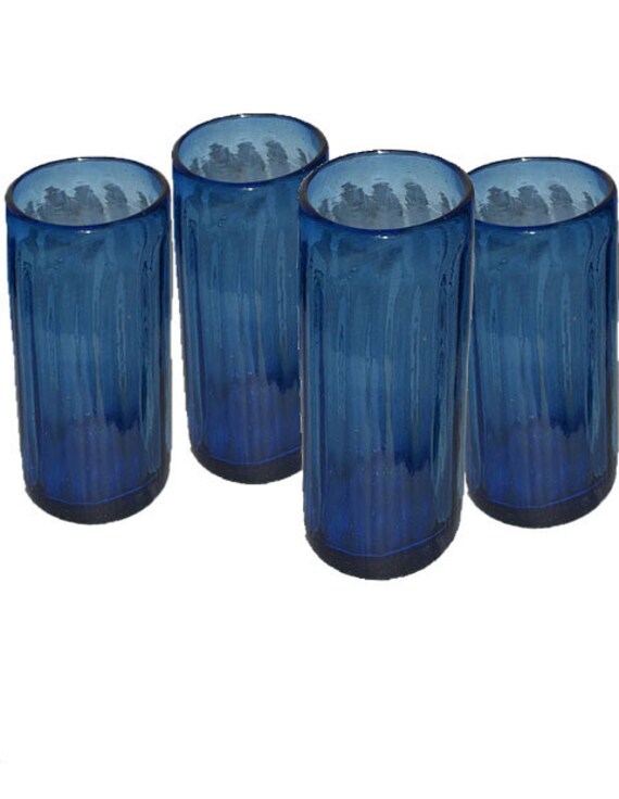 vintage blue drinking glasses