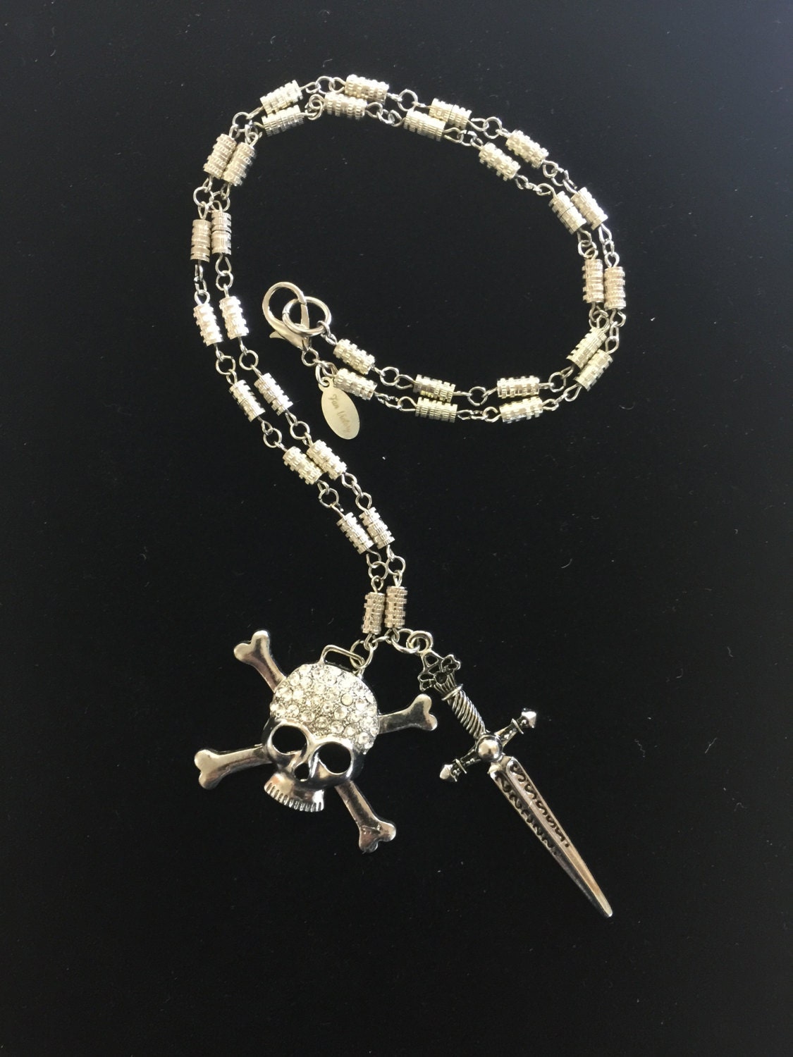 Captain Hook Bling Skull Crossbones and Sword necklace Once